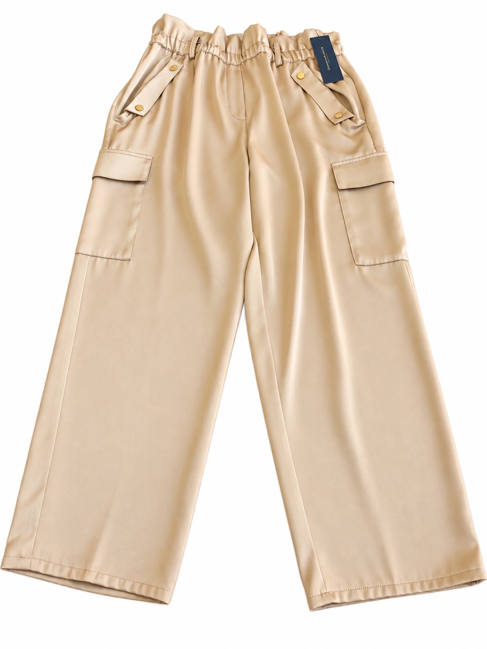 NWT Donna Karan New York Champagne Satin Cargo Pants M